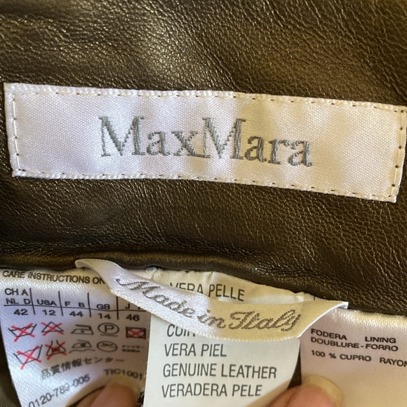 MaxMara 💯 Leather Shimmering Metallic Skirt Never Used Made in Italy 🇮🇹 - Picture 10 of 16